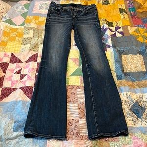 Buckle Dark Wash Flare Jeans - Dark Blue